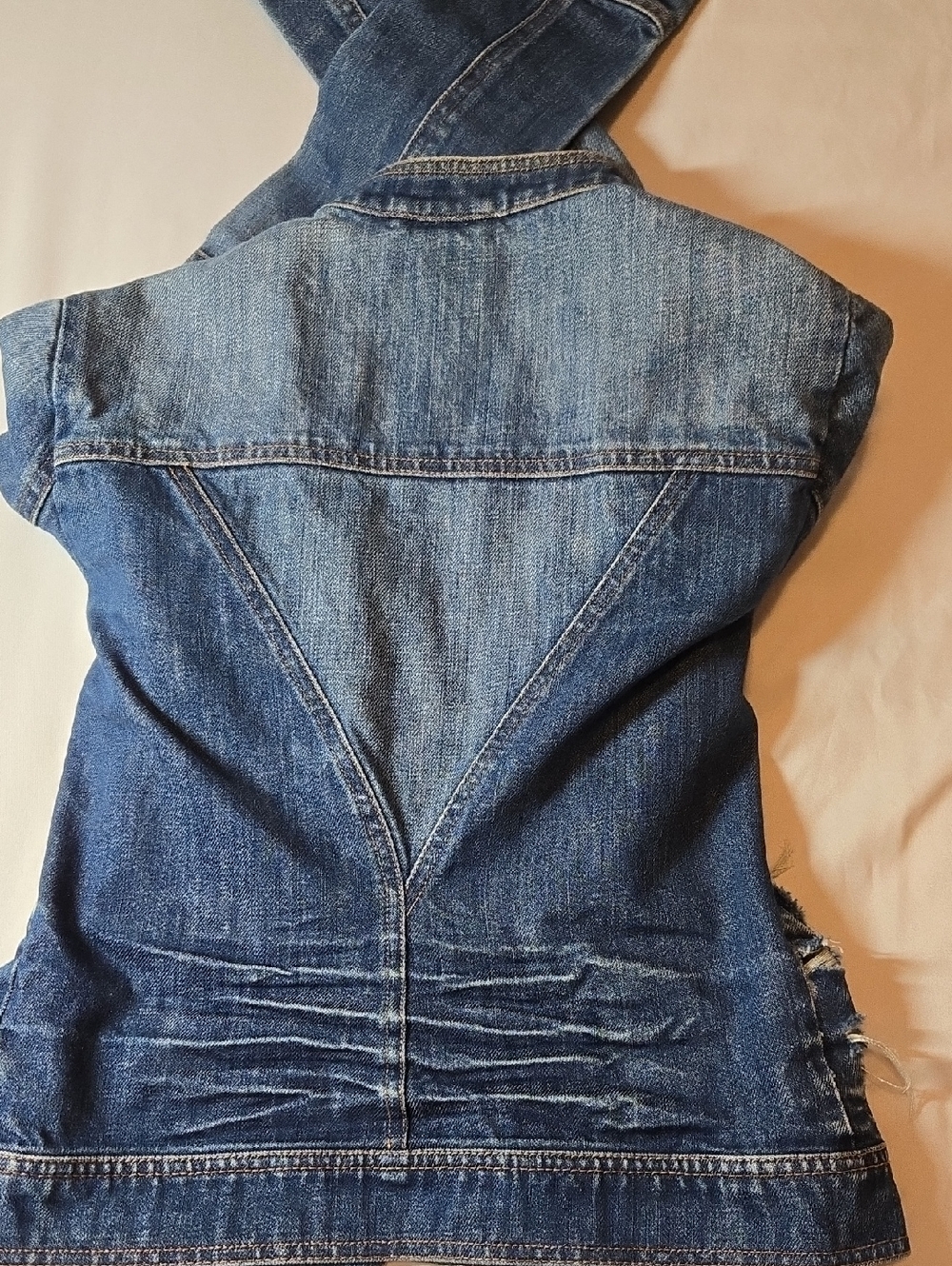 Vintage Armani Exchange Distressed Denim Jacket In A Fitted Size Medium - Picture 9 of 9